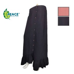 PEACE Muslimah Wanita Fashion Cotton Long Button Skirt Skirt Labuh Panjang bersama Butang